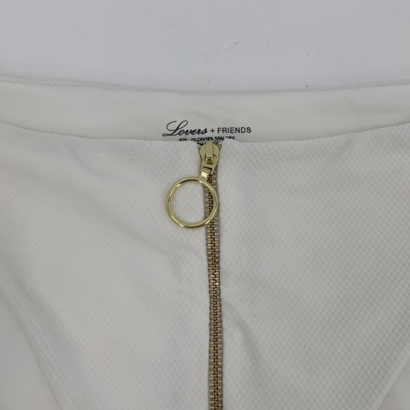 Lovers and Friends Chelsey High Waist swim bikini Bottom gold zipper white M - Picture 3 of 6